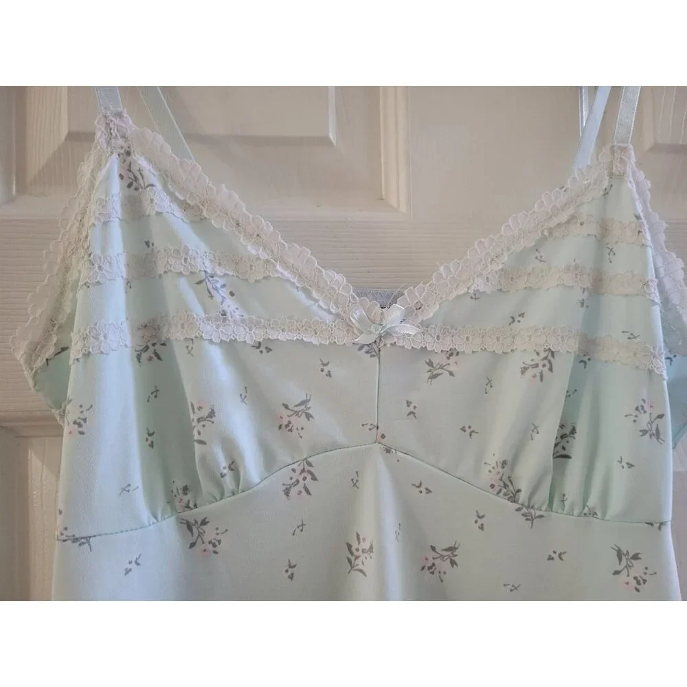 Laura Ashley Blue Cami Babydoll size Large Y2k cottagecore Soft girl - Picture 3 of 5